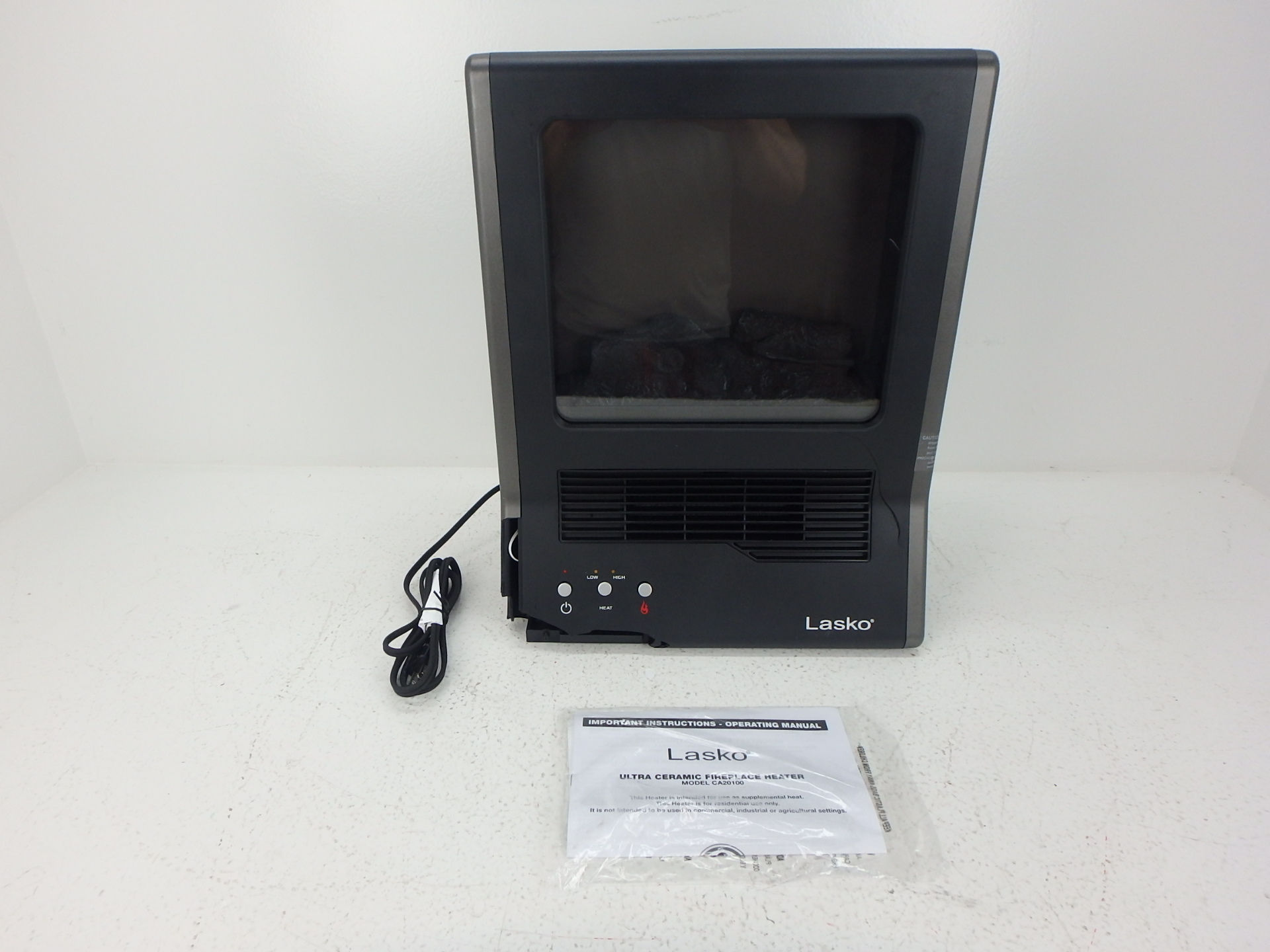 Lasko CA20100 Ultra Ceramic Fireplace Heater Black For Parts or